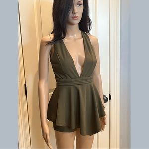 Privy Olive Sleeveless Romper